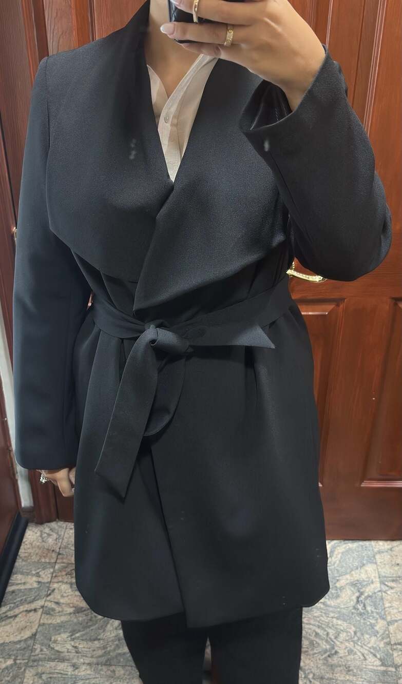 Lauren Ralph Lauren Drape-Front Crepe Belted Jacket